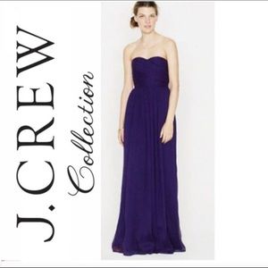J.Crew Purple Arabelle Silk Chiffon Long Dress, Size 2